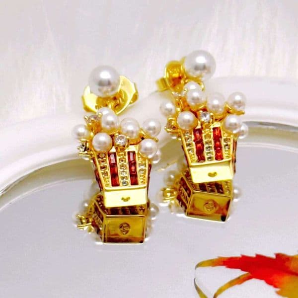 European And American Small Pearl Elegant High-End Three-Dimensional Popcorn Shape Creative Personality 925 Silver Needle Earrings Zircon B5
