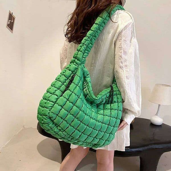 Casual Ruched Hobos Women Shoulder Bags Quilted Padded Crossbody Large Capacity Nylon Puffer Tote Bag Big Shopper Purses
