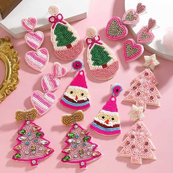 girlgo Handmade Beaded -Shaped Christmas Tree Earrings for Wen Suitable for Christmas Vntines Day Wear X251212