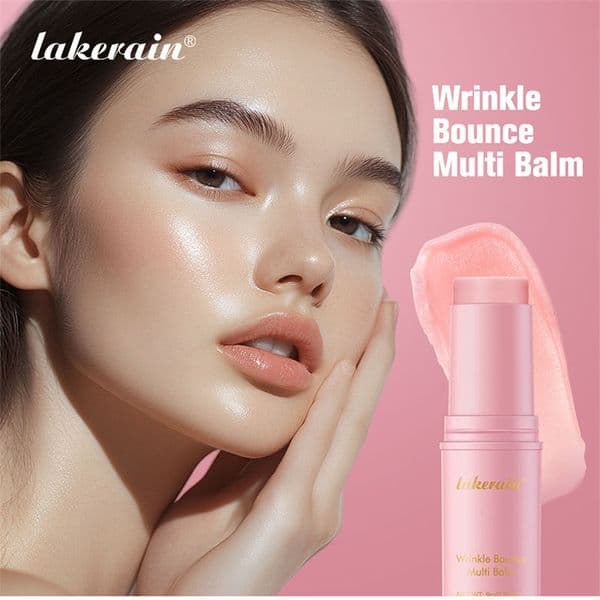 Lakerain Wrinkle Bounce Multi Balm Moisturizing Fine Lines Reducing pink Colour Lip Balm Face Body Hand Hair Moisturizing Balm