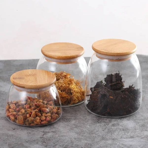 Spherical Food Storage Container With Cork Lids Large Capacity Sealed Glass Bottles Pot Jar For Kitchen Organizer