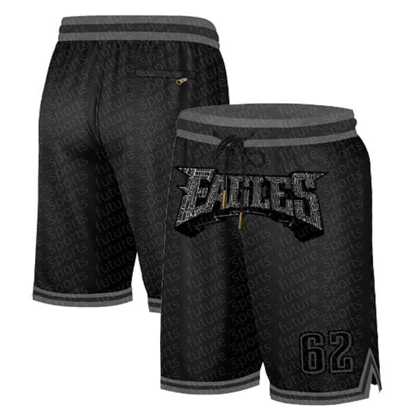 Men's 62 black EAGLES fashionable basketball shorts, cool embroidered shorts, street hip-hop casual pants
