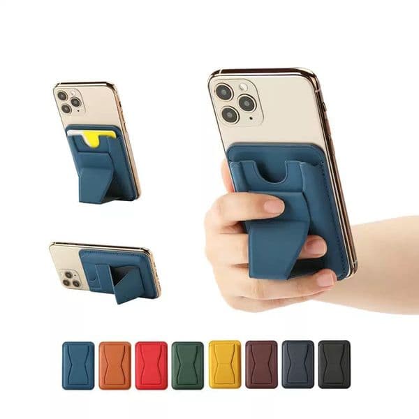 Universal Mobile Phone Stand PU Leather Magnetic Wallet Case For Magsafe Magnetic Card Holder Pocket Cover With Bracket Card Bag