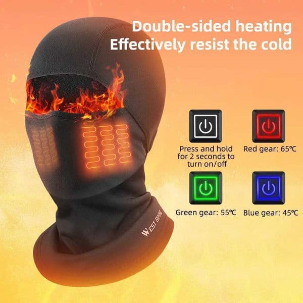 Electric Heating Hat Windproof Breathable Face Hood Warm Ski Mask Motorcycle Balaclava for Skiing CyclingT251213