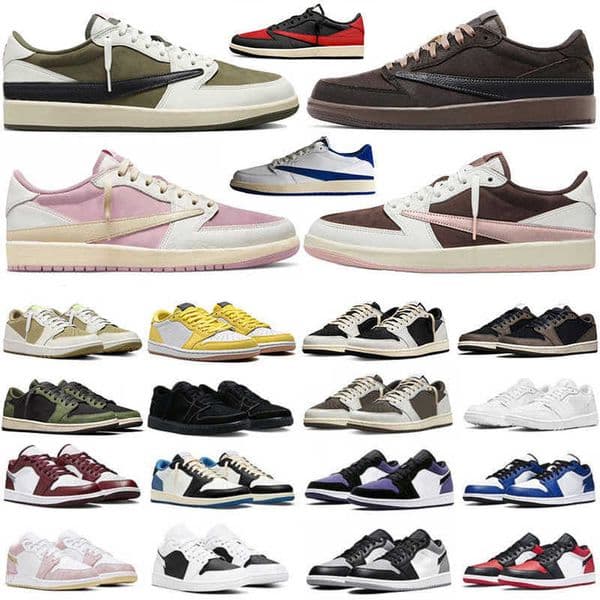 2026 designer Velvet Brown 1 1s Low men Basketball Shoes Golf Black Olive Reverse Dark Mocha Fragment Wolf Grey Sail Phantom UNC Panda Womens Sports Sneakers