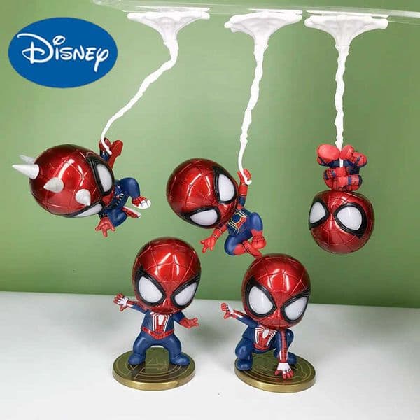 Disney Q-Version Shaking Head Hanging Spider Man ChildrenS Toy Ornaments Dolls Cars Decorative Models Anime Peripherals Gift H251213