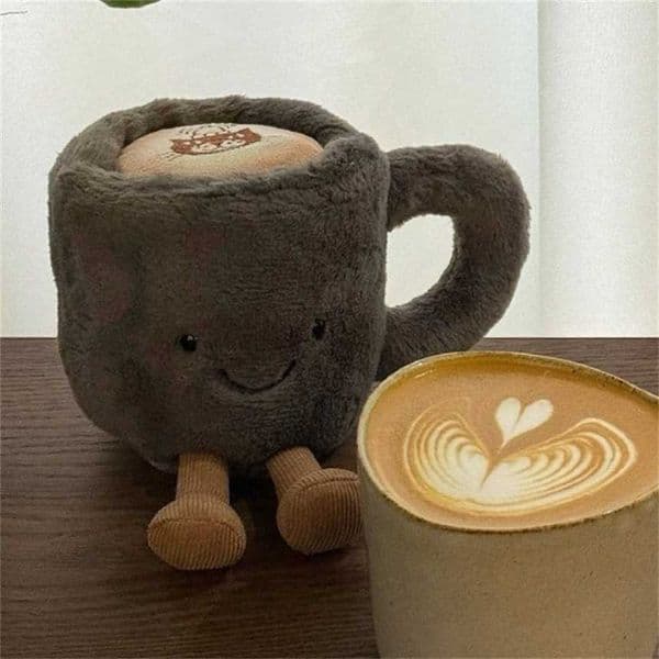 Jellys Cat Fun Gray Latte Coffee Cup Cute Plush Toy Comfort Doll Gift Miniature online