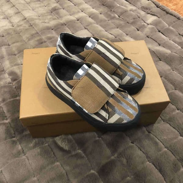 Luxury Child Sneakers Cross stripes kids Canvas shoes Size 26-35 Including paper boxes protection baby casual shoes A437X12N107-a