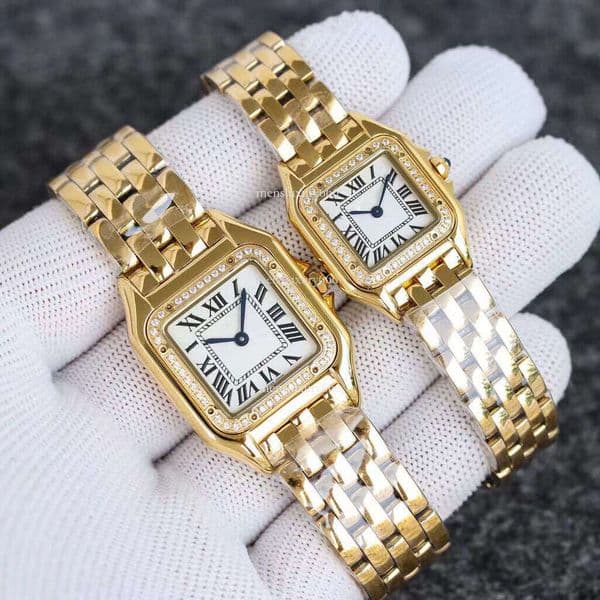 fashion womens couple watches high quality panthere 27mm square lady watch gift Classic Waterproof Sports montre luxe Gold Sier color Never fade aaa aaa