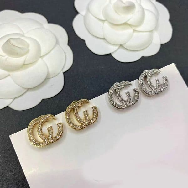 Fashion Diamond Pearl Earrings Women Luxury Designer Letters Crystal Studs Rhinestone Eardrops Embossed Stamp