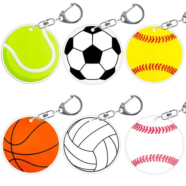 Minimum purchase of 4. Sports Ball Pendant Free shipping Football Basketball Baseball Volleyball Tennis Acrylic Keychain Accessories
