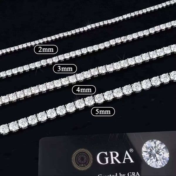 Manufacturer Wholesale D Color VVS Silicon Stone Chain Iced Out 2MM 3MM 4MM 925 Silver Tennis Necklace Fine Jewelry