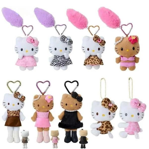 New Keychain Men's and Women's Bag Charm Kawaii Long Legs Kitty Black Skin Plush Keychain Couple Keychain Kids Gifts