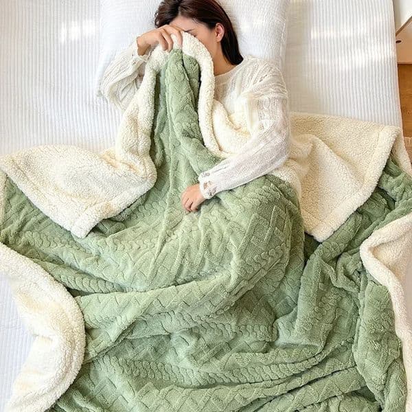 Soft Woolen Blanket for Bedding and Sofa Warm Lamb Velvet Flannel Cover Blanket for Office Air Conditioning and Nap 251213