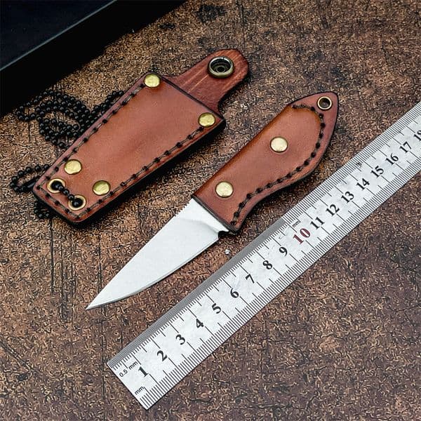mini fixed blade straight knife M390 material cowhide handle tactical portable camping EDC fruit sharp knife hands tools