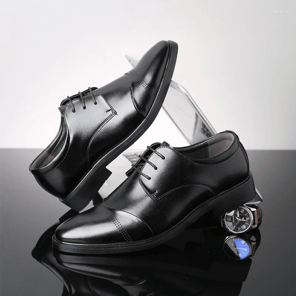 Dress Shoes Men's Solid Color Pointed-Toe Formal Shoe With Lace-Up Business Comfortable Soft-Soled Anti-Slip Party