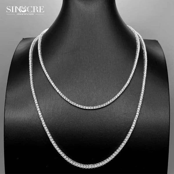 Sinocre 2mm Mossianite Tennis Chain Brand New S925 Sterling Moissanite Chains For Men Necklaces 925 Silver Hip Hop Hiphop Gra