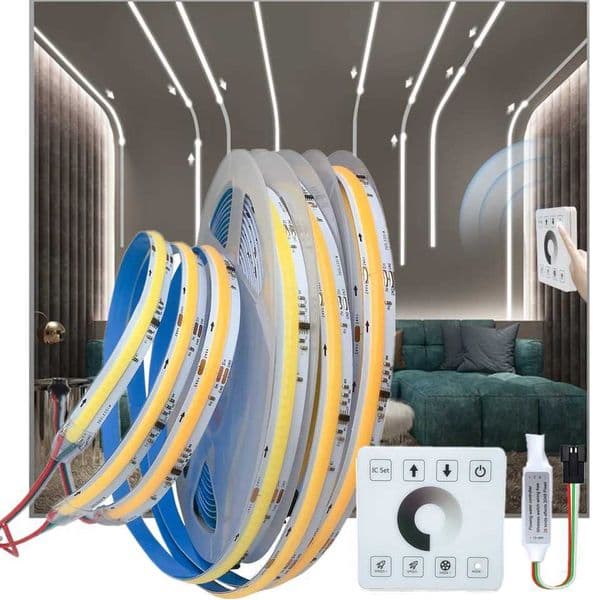 COB Running Water Flowing LED Strip Light WS2811 24V Horse Race Sequential LED Ribbon With RF Touch Panel Controller 10M 20M Set X251215