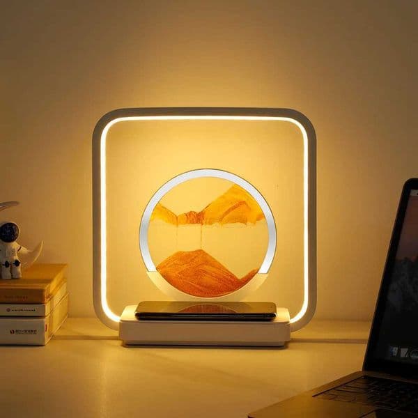 3D Flowing Sand LED Night Light Moving Sand Painting Hourglass for Bedroom Desk Lamp Home Decor With Wireless Charging X251215
