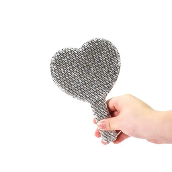 Travel Diamond Makeup Mirror Love Heart Bling Cosmetic Beauty Tools Handheld Vanity Portable Make Up Mirror for Girls Gifts 251209