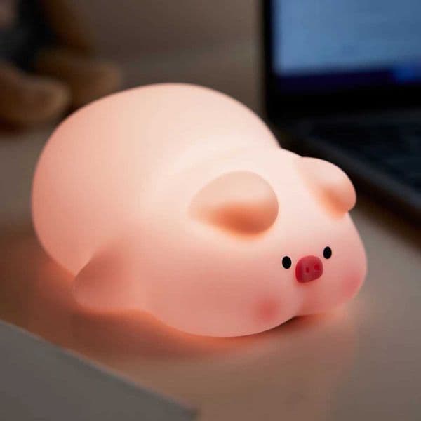 Pink Little Pig LED Night Light Touch Sensor Cartoon Kids Nightlights Silicone Child Holiday Christmas Gift Bedside Lamp Decor X251215
