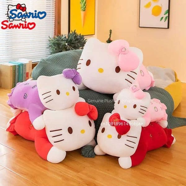 Sanrio 80CM Big Size Hello Kitty Fruit Modeling Anime Plush Stuffed Doll Room Decoration Peluche Pillow Plushies Ornaments Gifts H251215