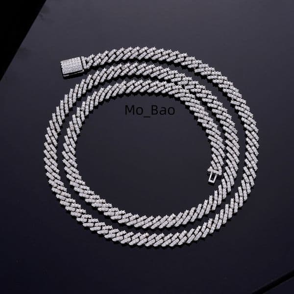 Small 5MM Cuban Link VVS Moissanite Gold Plated Iced Out 925 Sterling Silver Rhodium Rose Gold Plated GRA Cuban Link Necklace