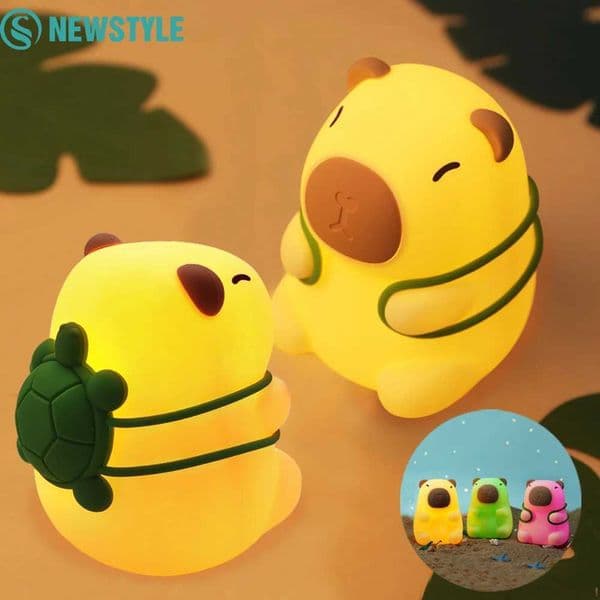 Capybara Cute Night Light Silicone Lamp 7 Colors Dimming Nursery Bedroom light for Kids USB Rechargeable Touch Lamp Decor Gift X251215