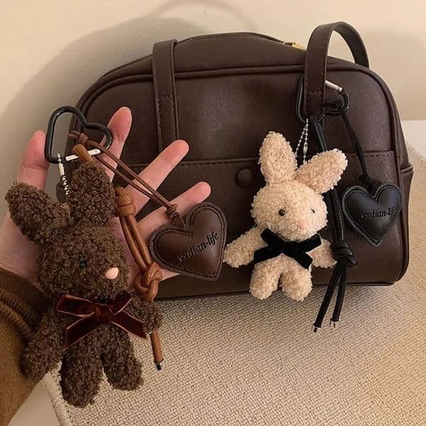 Cute Plush Bunny Keychain Cartoon Doll Kawaii Bag Charm Car Keychain Couples 251215