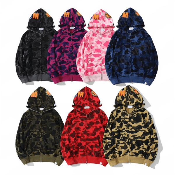 Mens Designer Hoodie Mens Shark Hoodies Sleeve Streetwear Loose Hooded Sweatshirts bate hoody men tshirts women tee Full Zip Crazy Face Hoodie