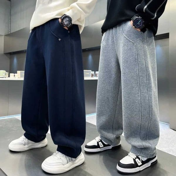 Autumn Boys Causal Pants Kids Loose Cotton Sports Pants 120-170 Navy Blue Soft Trousers for Children Spring Kids Clothing NewT251215
