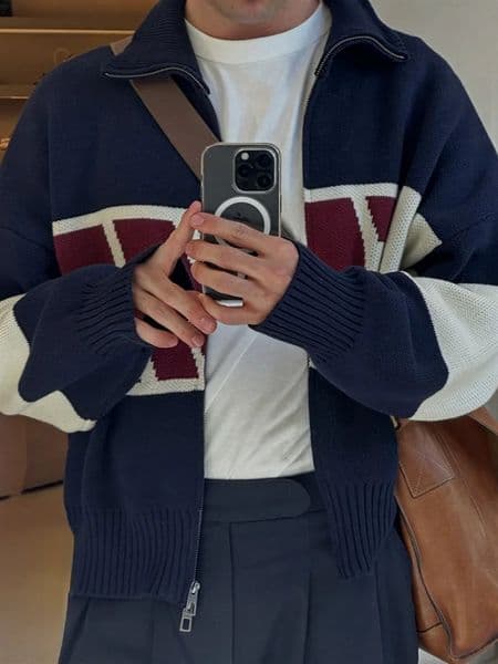 Letter Women s Sweater Stand Collar Y2k Knit Sweaters For Woman Zipper Full Sleeve Tops Female Winter Men Jacket Knitwear 251211