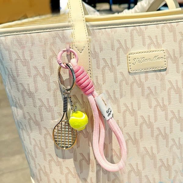 Tennis Hand Rope Keychain Heart Shape Beaded Pendant Bag Charm Couple Accesories Gift 251215