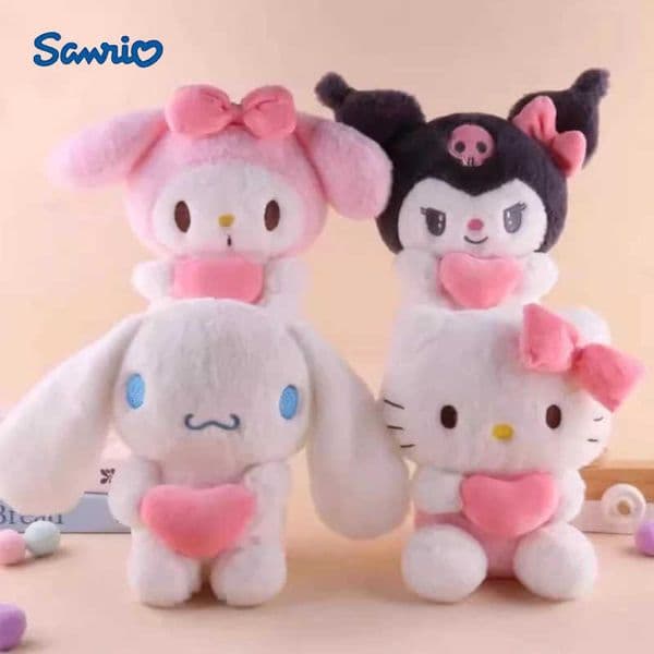 Sanrio 22cm Hello Kitty Kuromi Pillow KT Plush Toy Girls Soft Stuffed Animal Toys Heart My Melody Cinnamoroll Stuff Doll Gifts H251215