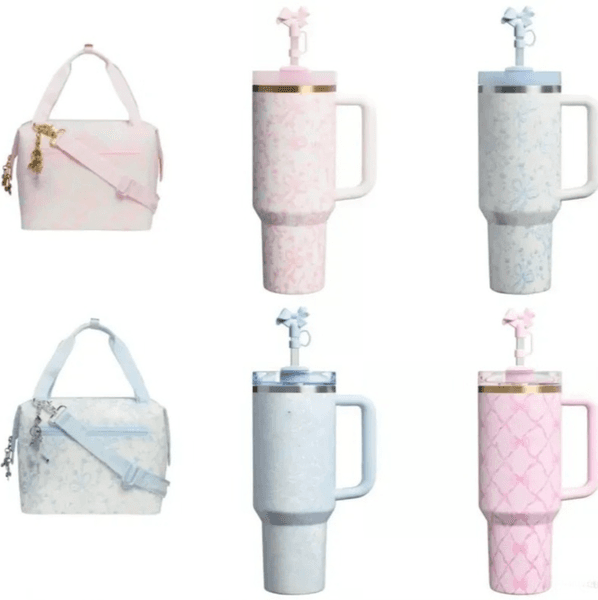 US Warehouse Mugs 40oz Cooler Bag and Lunch Box All Day Julienne Mini Soft Bag Cooler 10-Can Travel Cooler Bags Holiday Christmas Gifts Coquette Bow Chantilly 171215