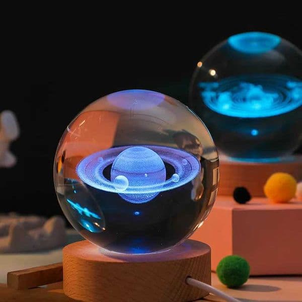 3D Crystal Lights Lamp Glowing Planetary Galaxy Night Light Crystal Ball Night Lights Bedside Light Home Decor Christmas Gift X251215