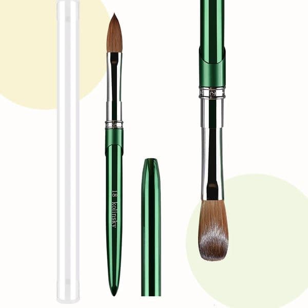 100 Kolinsky Acrylic Nail Brush n Green Metal Handle Professional Manicuring Good Quality for Polish Powder Size 218 251213