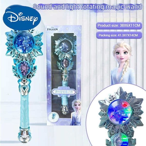 Disney Cartoon Frozen Princess Elsa Luminous Rotate Music Fairy Wand Flash Stick Children Toy Girl Birthday Kids Christmas Gift H251215