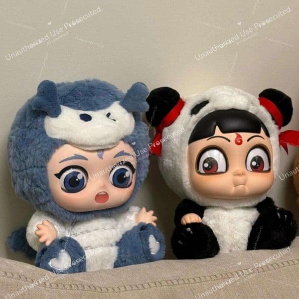 PPMT Ne Zha 2 Hug Series Panda Nezha & White Dragon Ao Bing Vinyl Plush Doll Cute Cartoon Character Stuffed Toy Collectible Gift For Labubu Doll Fans