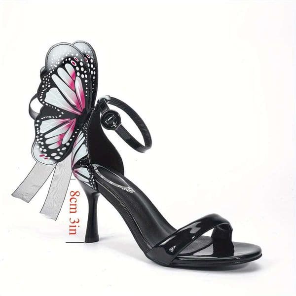 Women's Butterfly Design High Heels, Personality Fashion Open Toe Ankle Strap Stiletto Sandals, Stylish Party Dress Shoes