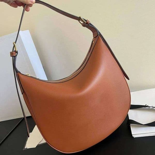 High Quality Designer Hobo Underarm Soft Genuine Leather Zipped Closure Women Shoulder Bag Canvas Lady Handbag Purse