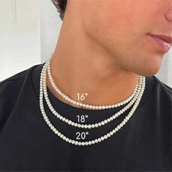 Cool Artificial White Pearl Necklace 1 Pcs Choker Beaded Chain for Men and Women Fashion Jewelry Gift W251216