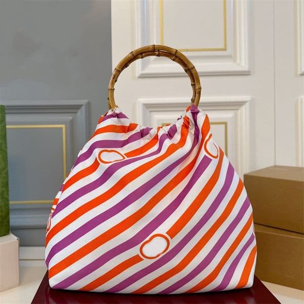 Woman Handbags Evening Bag Bamboo Tote Bags Stripe Designer Bag Fashion Handbag Lady Shopping Totes Medium 10A