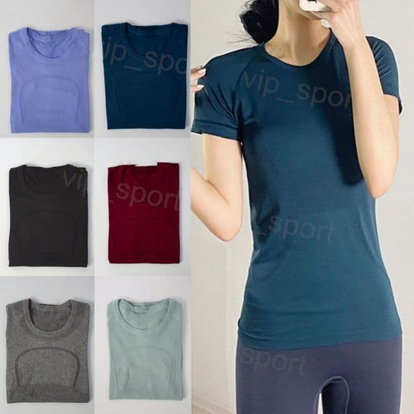 Woman Sport Yogas Tee Tops Breathable Fitness Women Tshirt Quick Dry Swift Speed Running T-Shirts Short Sleeved High Elasticity Jogging Tee-Shirt Popular