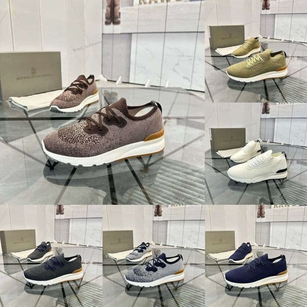 Men's casual Brunello Cucinelli Comfortable Dress shoes designer shoes BC low Knitted Loafers leather Flat walk run Outdoor sport tennis sneaker price favorable