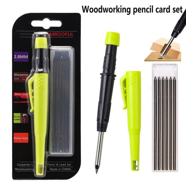 Woodworking Pencil Card Set Deep Hole Marking and Drawing with 28mm Reliable Durable Lead for Carpenters Engineering 251216