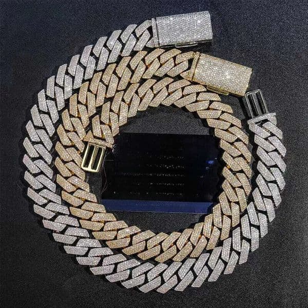 Exquisite Moissanite Necklace Cuban Link Chain 20mm Full Diamond Ice Out Diamonds Stainless Steel Plating Hiphop Men's Luxury Jewelry Bracelet Necklaces