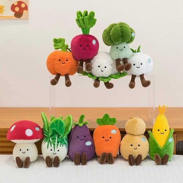 New 20cm Cartoon Vegetable Plush Doll Carrot Broccoli Pumpkin Eggplant Corn Mushroom Plush Toy Home Decoration Gift For Children X251216