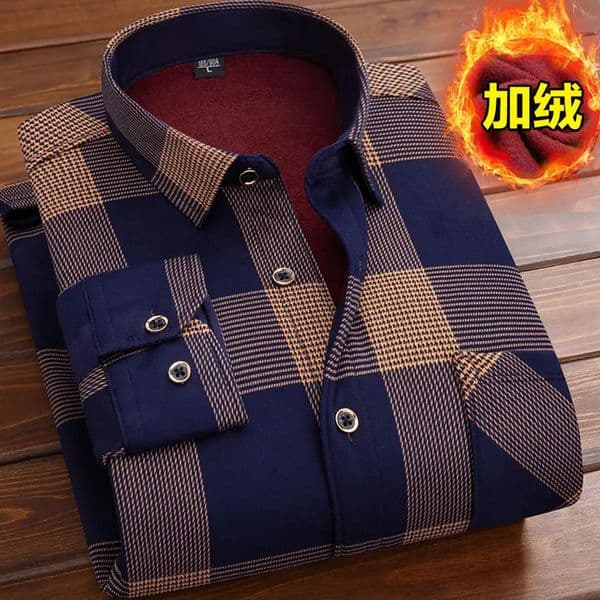 Autumn and Winter Mens Longsleeved Fleece Shirt Thermal Plaid Jacket Clothes Clothing Streetwear Men Shirts 251212