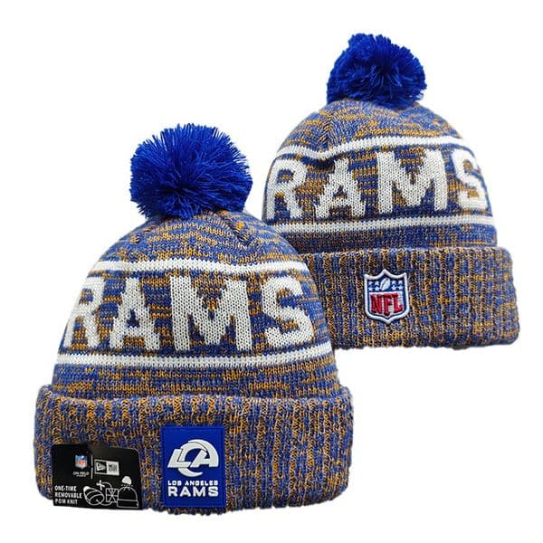 ram 2025-26 Beanies Outdoor Knit Caps Sideline Cold Weather Cuffed Knit Hat with Pom